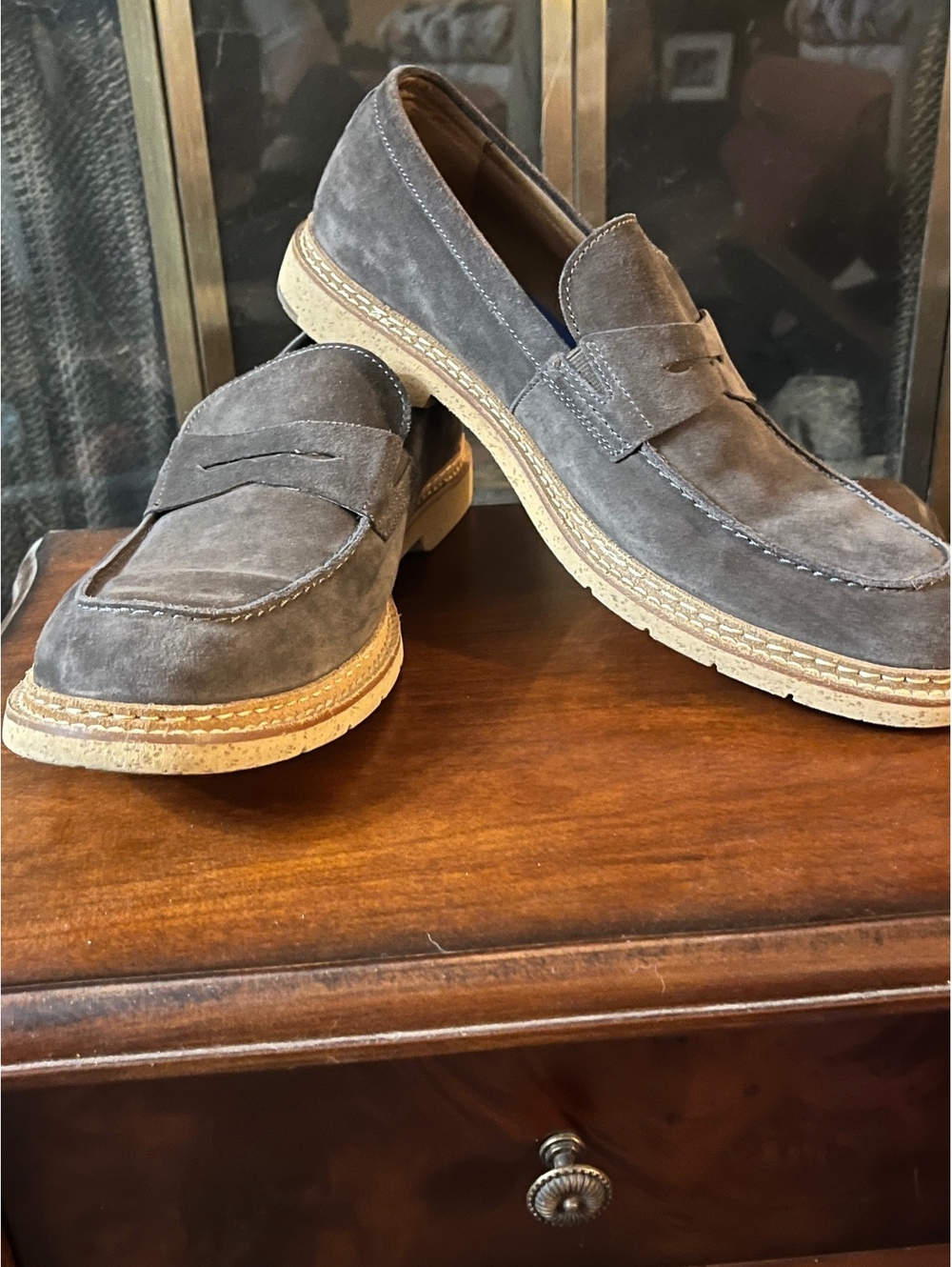 Gray Suede Penny Loafers by Jack W Est. 1850, Men's Size 10
